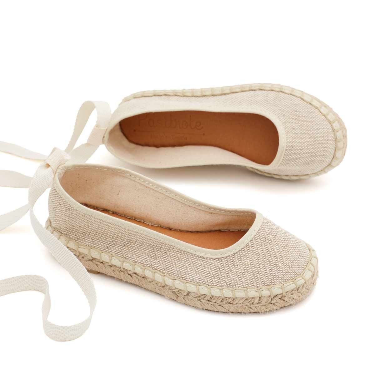 Bailarinas Yute Cintas Lino Natural