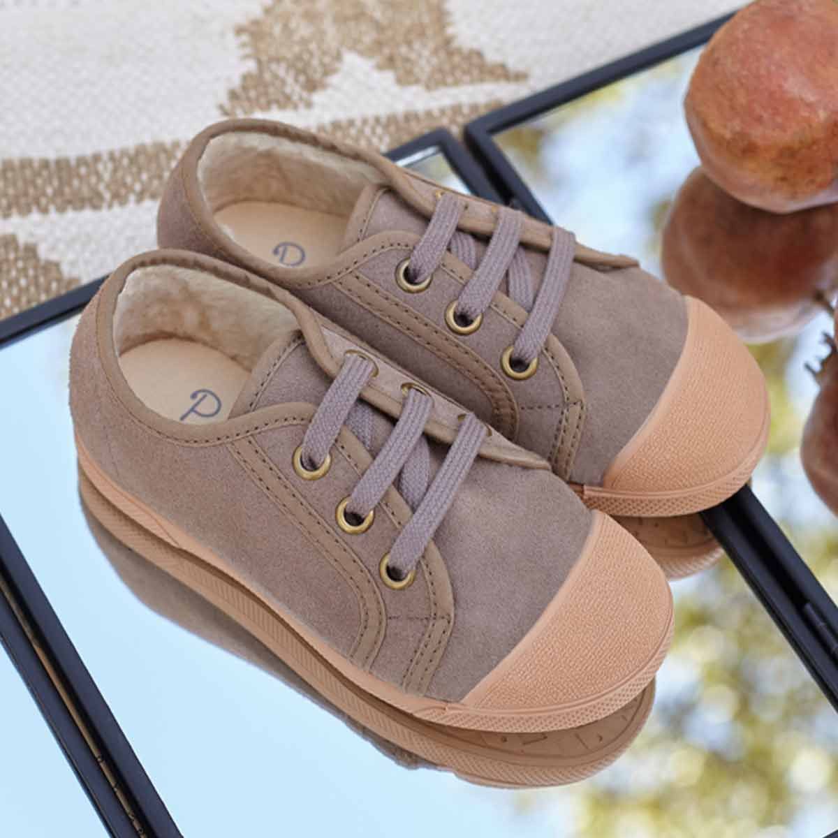 Zapatilla Borreguito Serraje Taupe