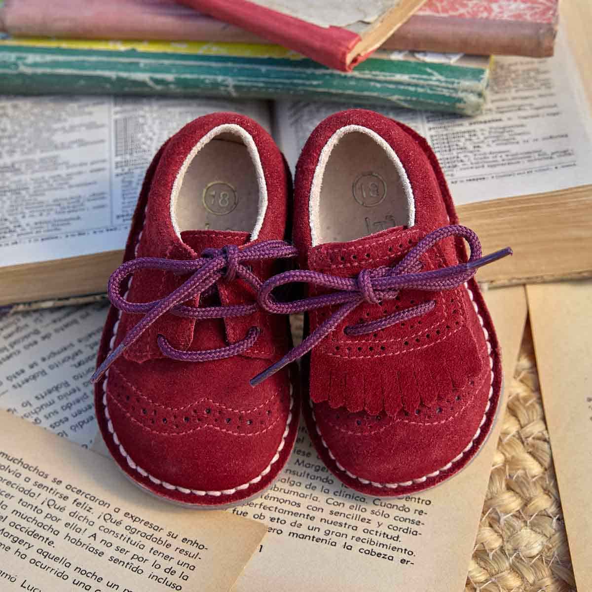 Blucher Bebé Serraje Flecos Burdeos