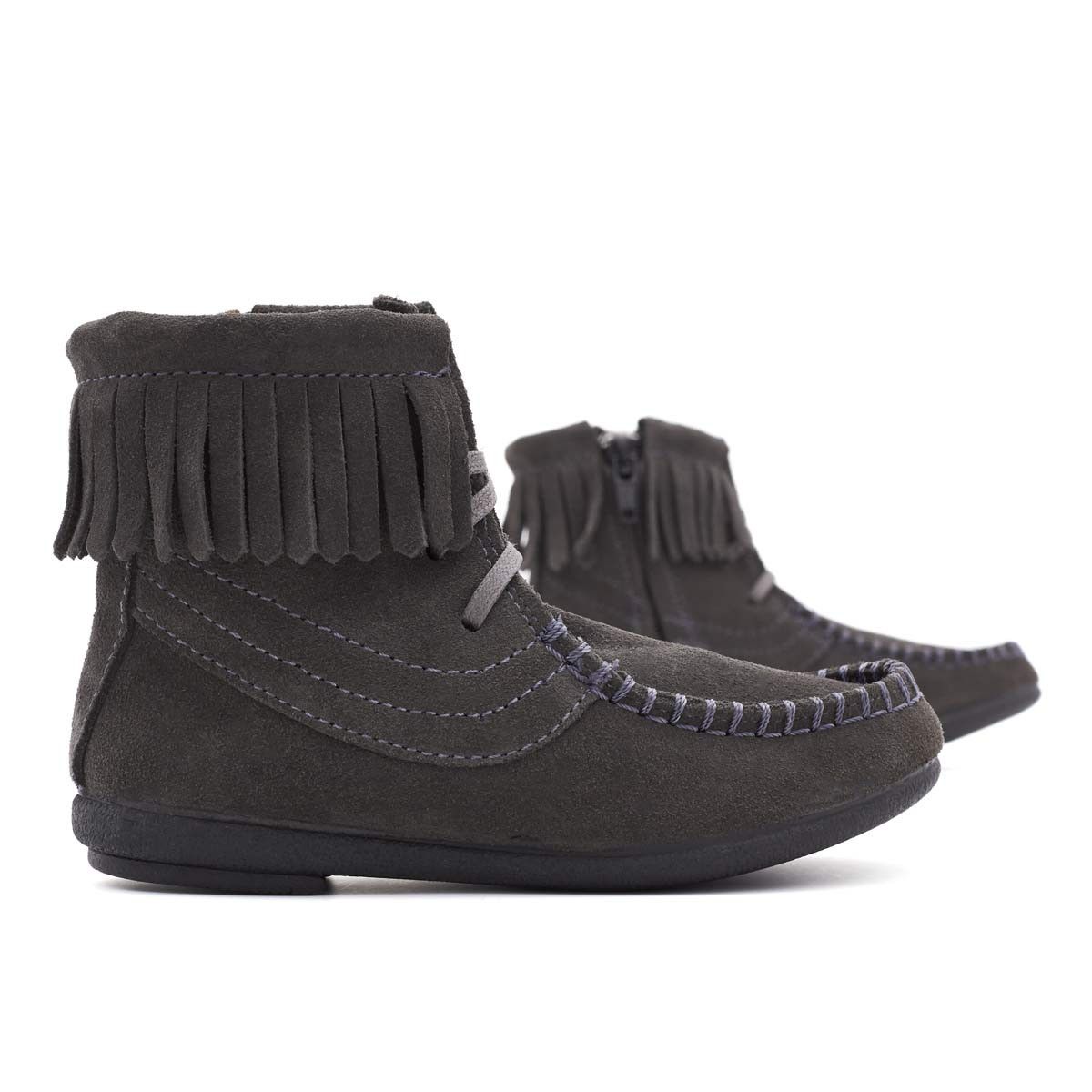 Botas Niña Flecos Serraje Gris