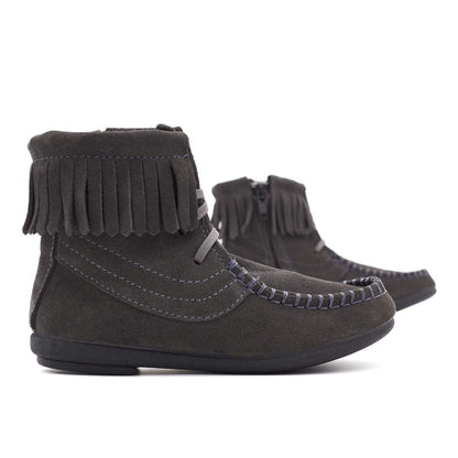 Botas Niña Flecos Serraje Gris