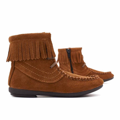 Botas Niña Flecos Serraje Cuero