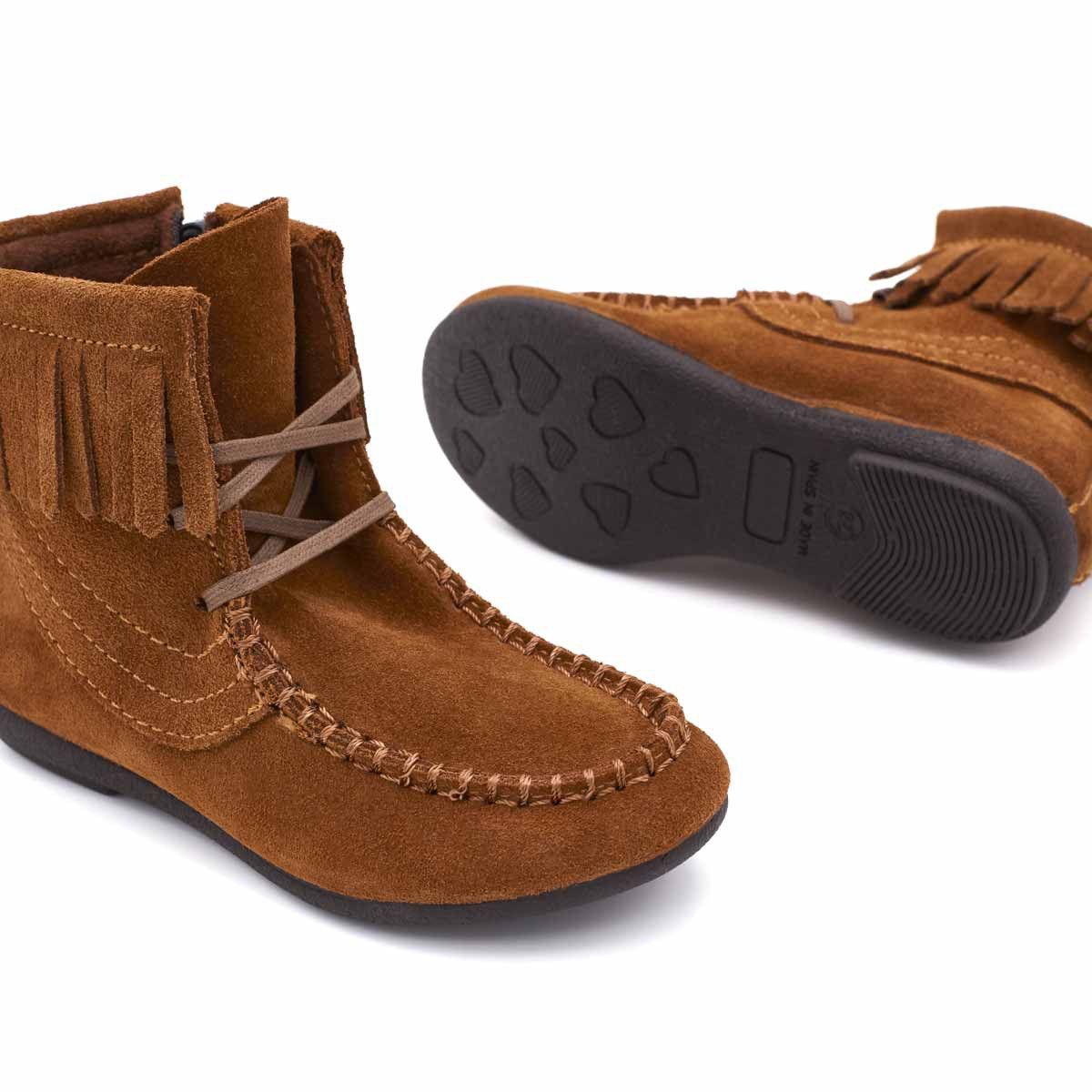 Botas Niña Flecos Serraje Cuero