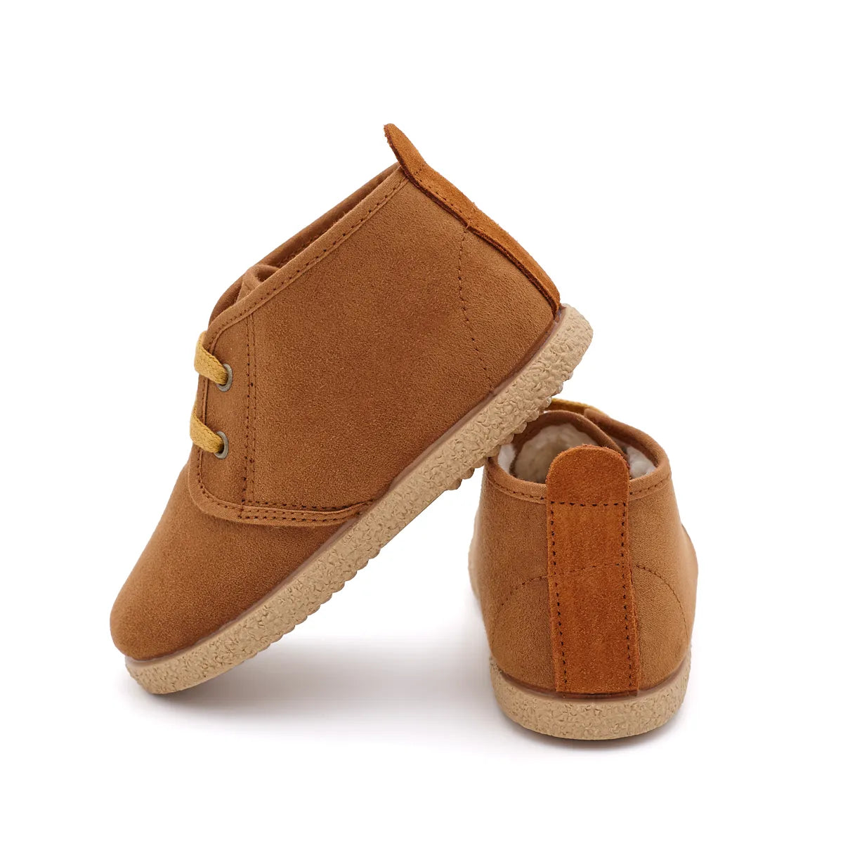 botas para niños color cuero con borreguito
