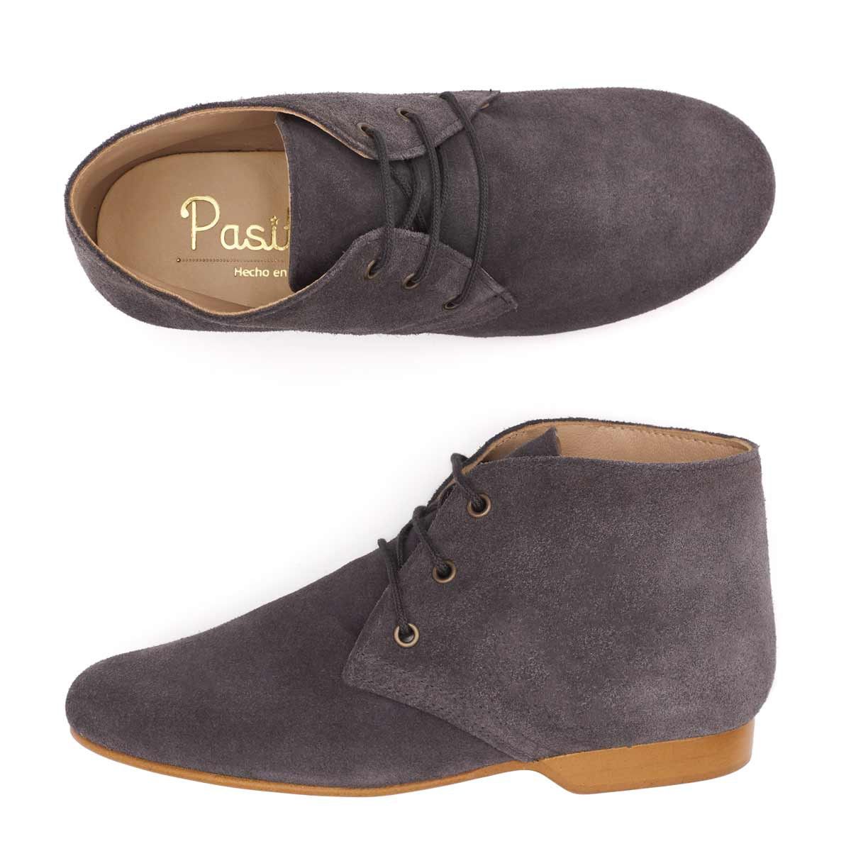 Botines Piel Serraje Gris