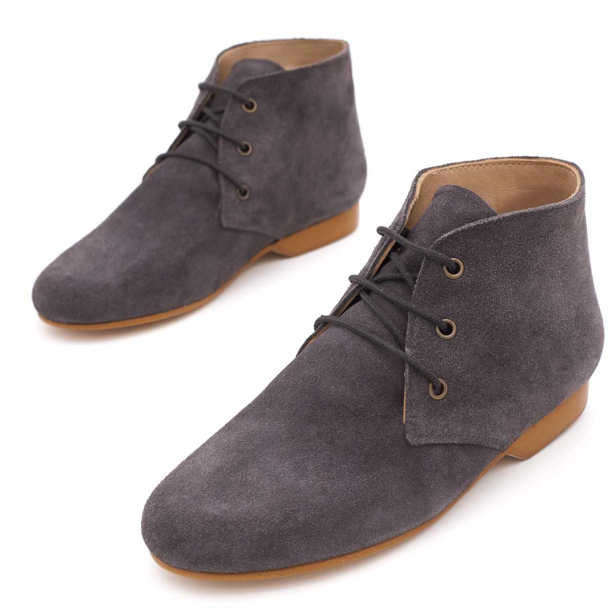 Botines Piel Serraje Gris