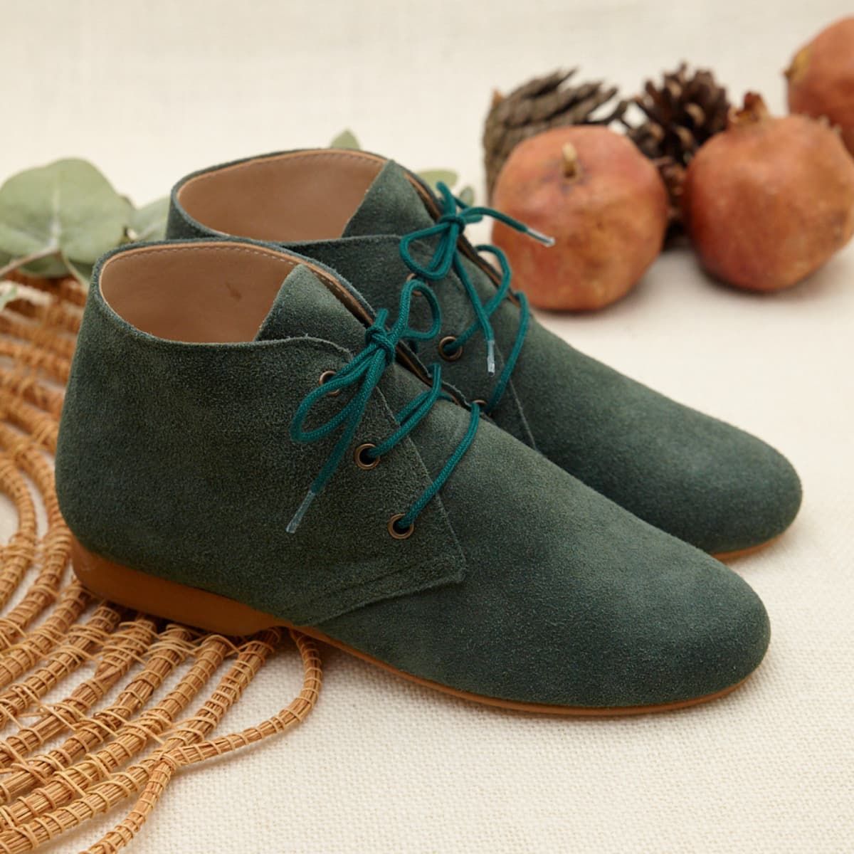 Botines Piel Serraje Verde