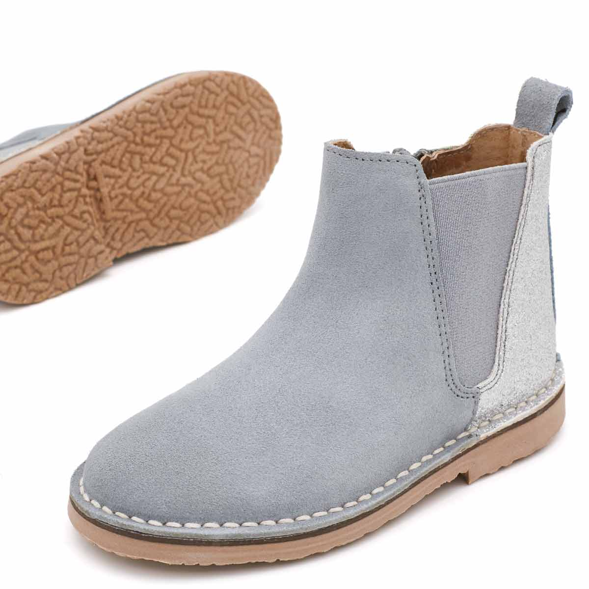 Botas Niña Serraje y Glitter Gris