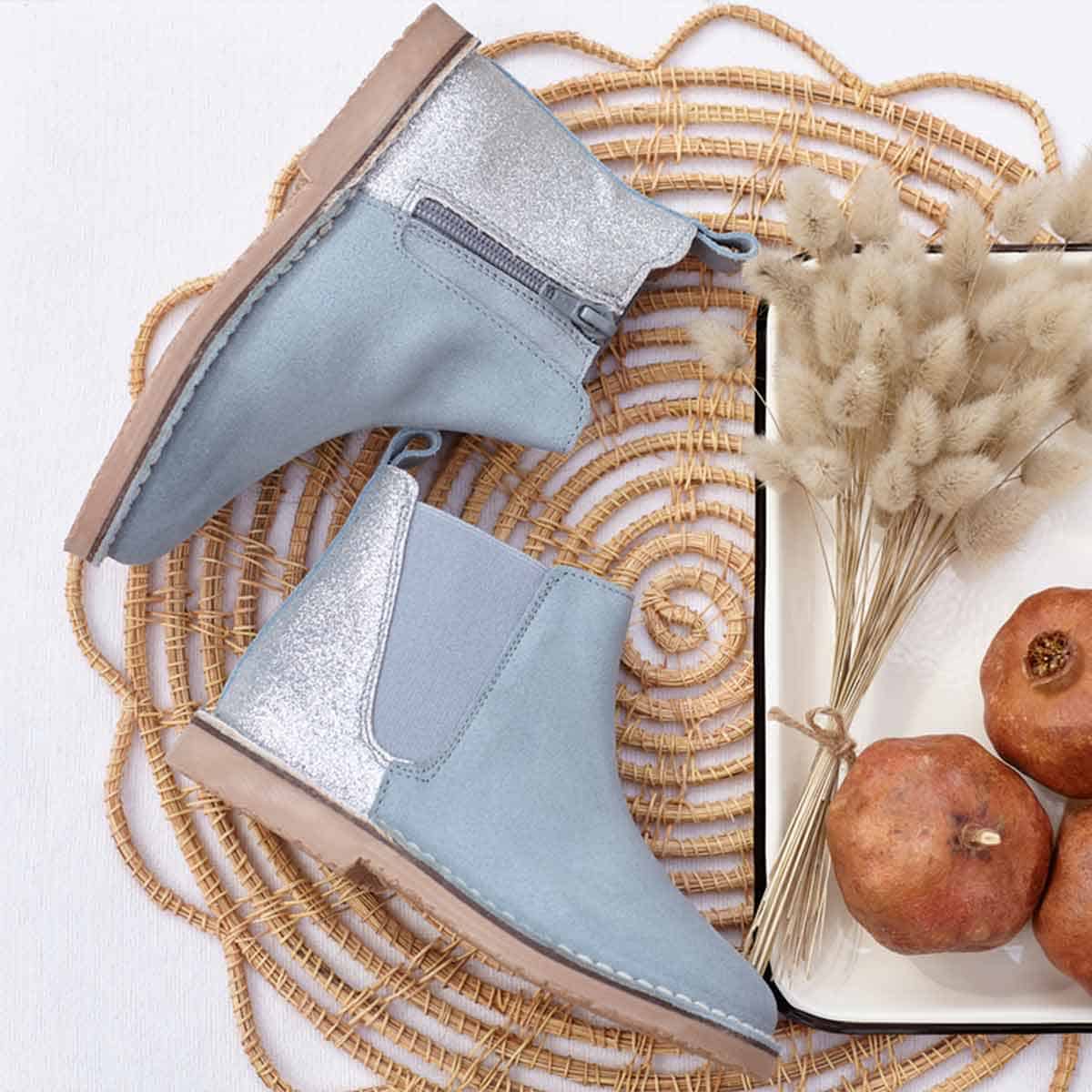 Botas Niña Serraje y Glitter Gris
