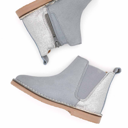 Botas Niña Serraje y Glitter Gris