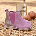 Girls' Suede and Pink Glitter Boots