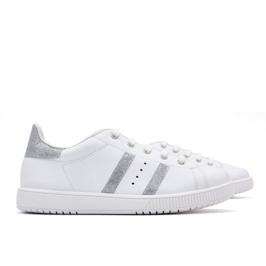 Zapatillas Blancas Rayas Plata Titanitos