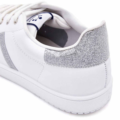 Zapatillas Blancas Rayas Plata Titanitos