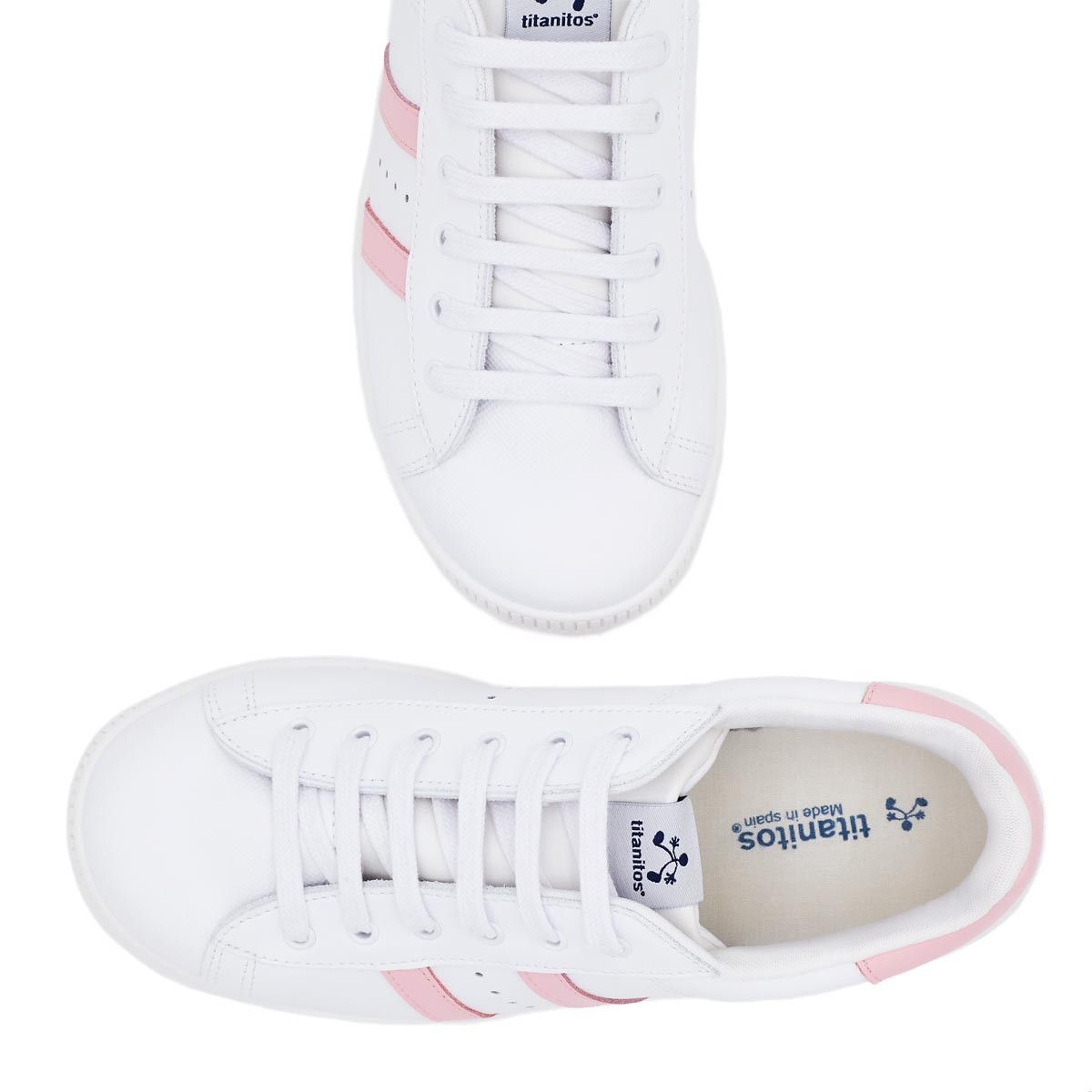 Zapatillas Blancas Rayas Rosa Titanitos