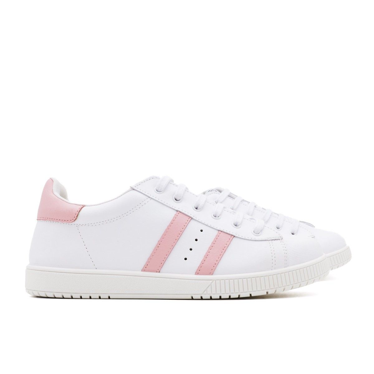 Zapatillas Blancas Rayas Rosa Titanitos