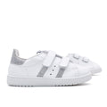 Titanitos Silver-Striped White Velcro Sneakers