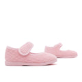 Pink Corduroy Mary Janes with Hook-and-Loop Strap