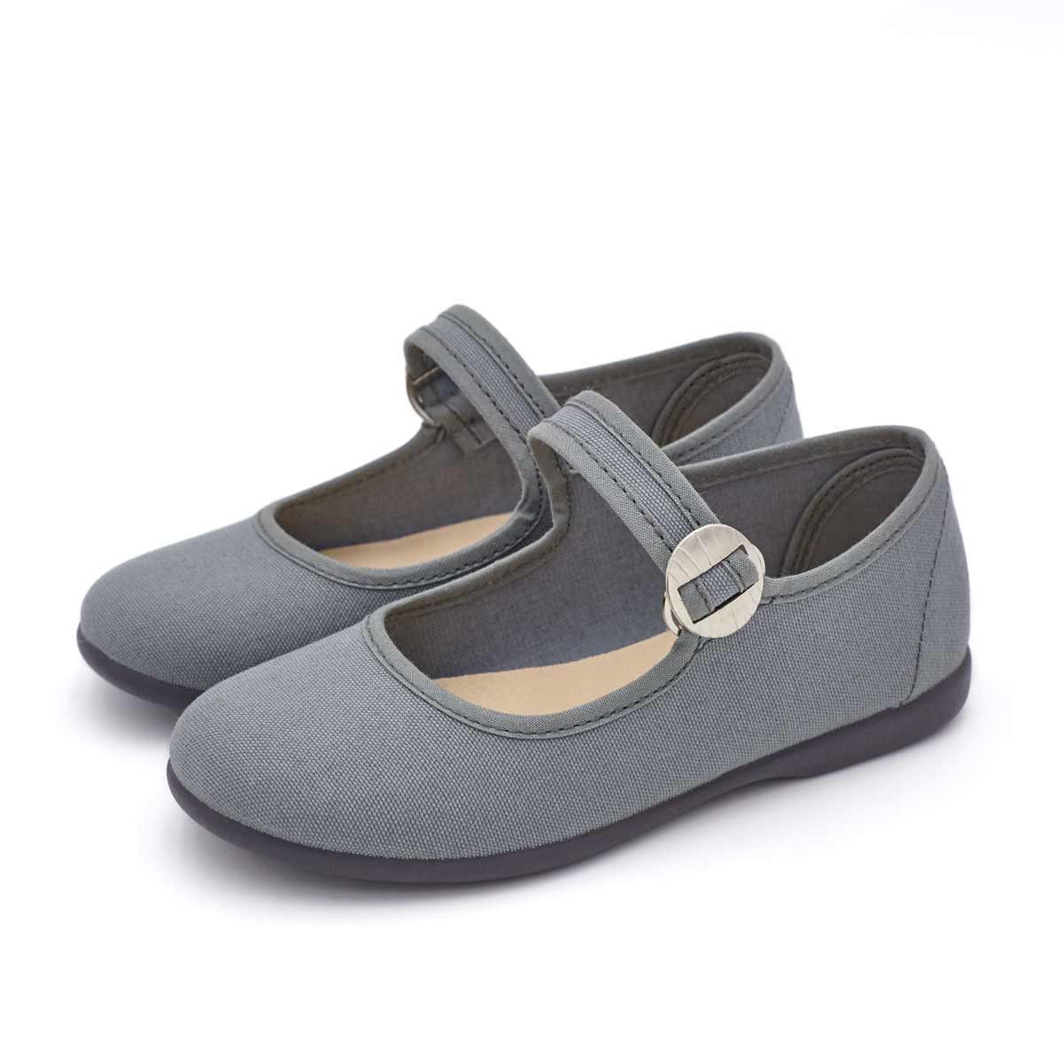 Merceditas Hebilla Lona Gris