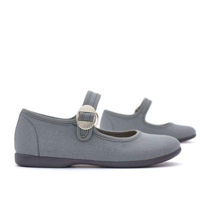 Merceditas Hebilla Lona Gris