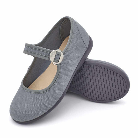 Merceditas Hebilla Lona Gris