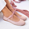 Girls' Suede Mary Janes with Laces in Dusty Rose