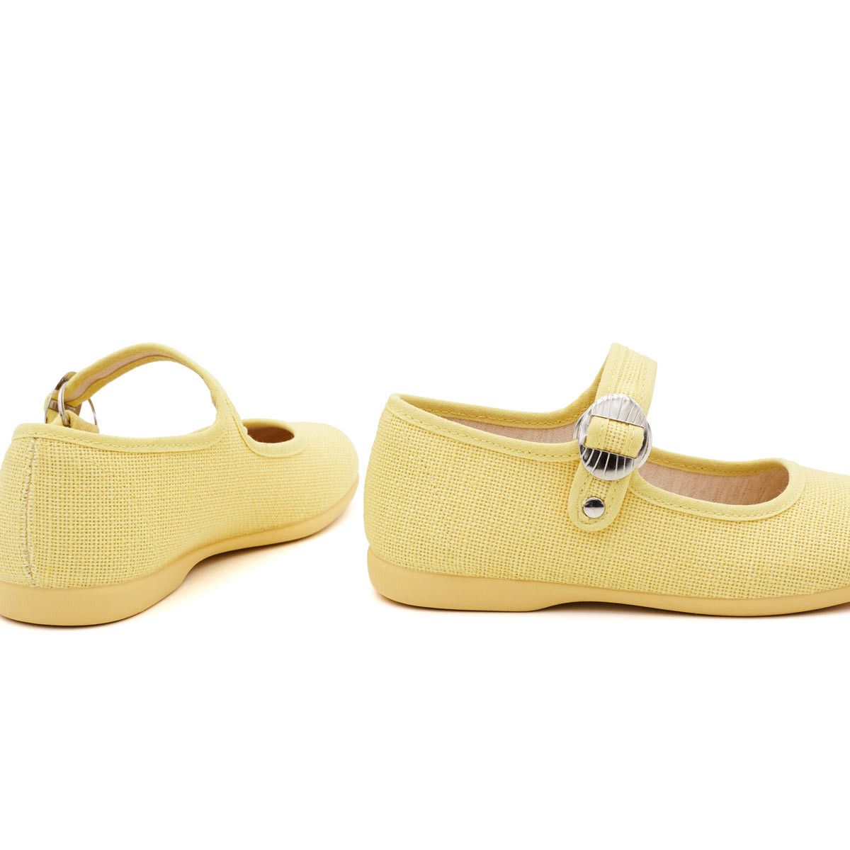 Merceditas Niña Hebilla Lino Amarillo