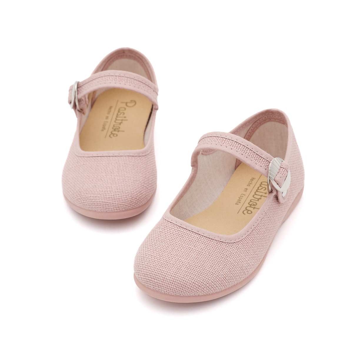 Merceditas Niña Hebilla Lino Rosa Palo