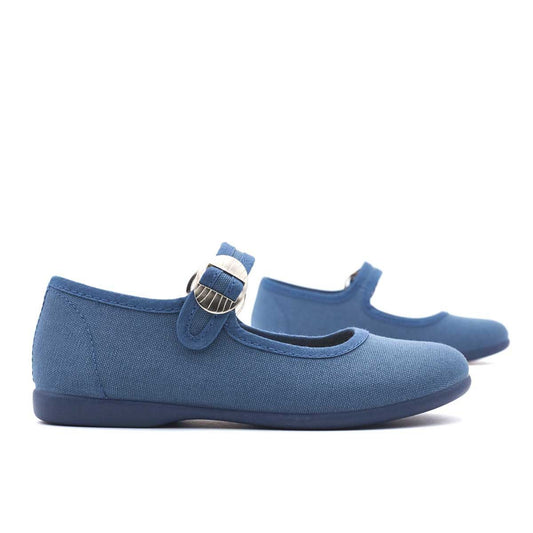 Merceditas Niña Hebilla Lona Azul