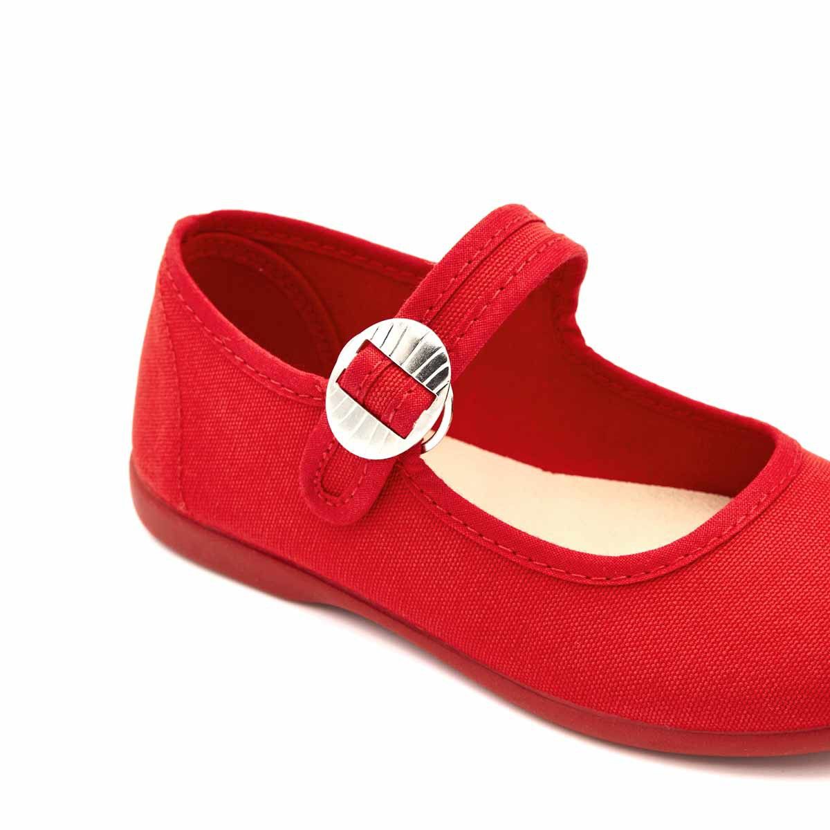 Merceditas Niña Hebilla Lona Rojo