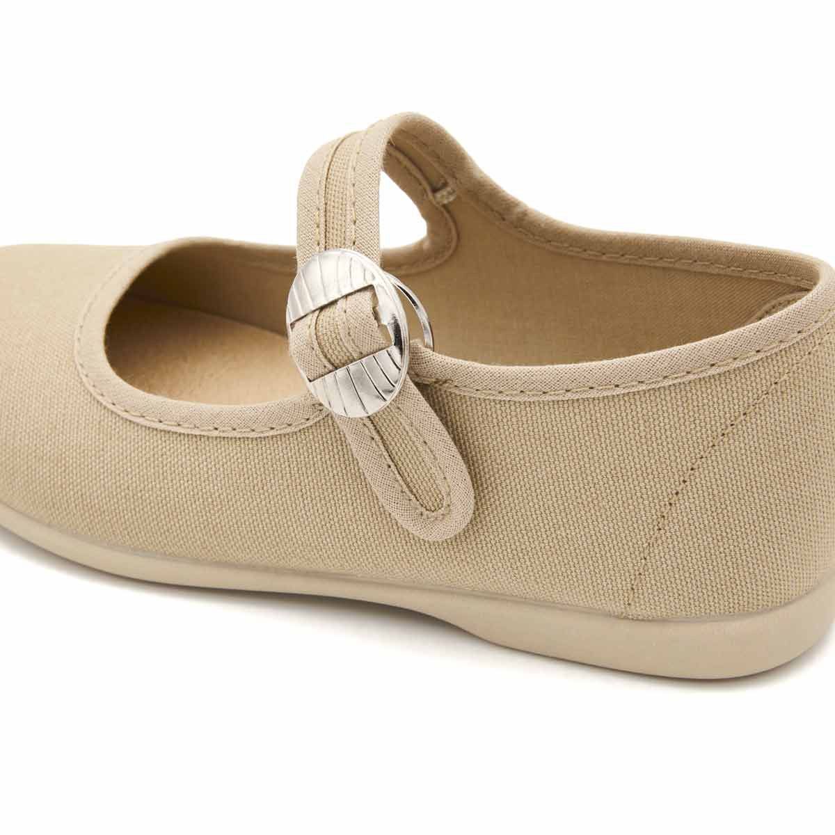 Merceditas Niña Hebilla Lona Beige