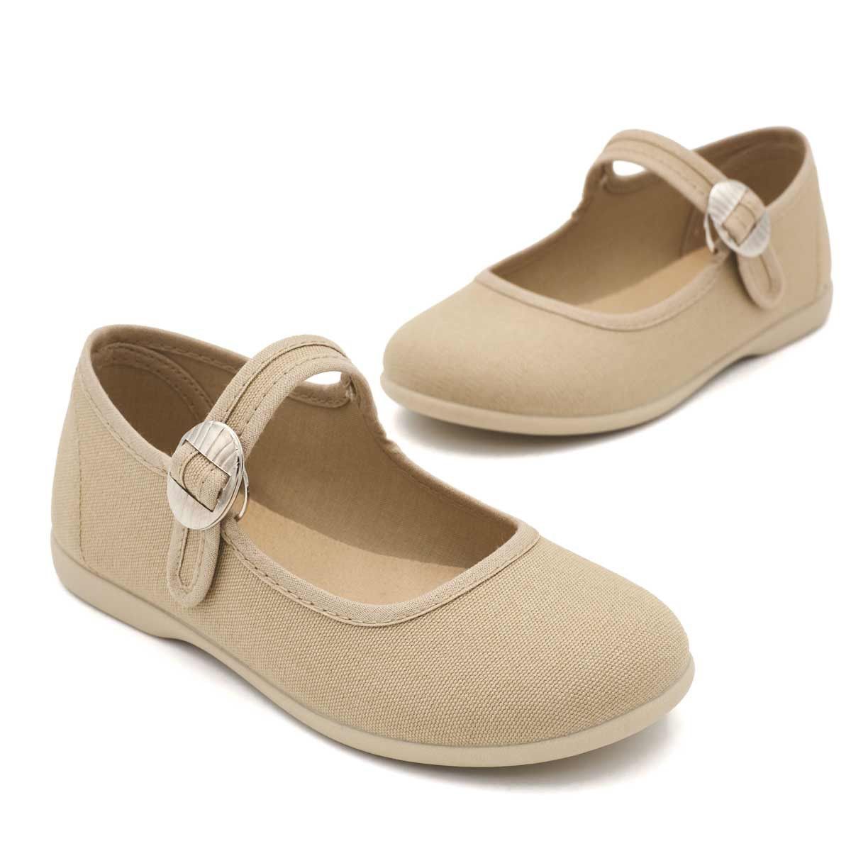 Merceditas Niña Hebilla Lona Beige