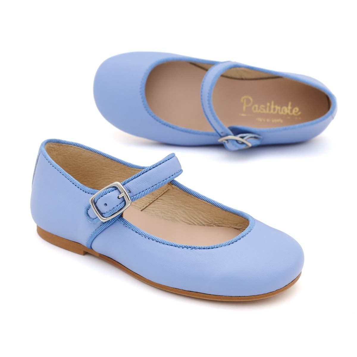 Merceditas Niña Piel Azul Lavanda