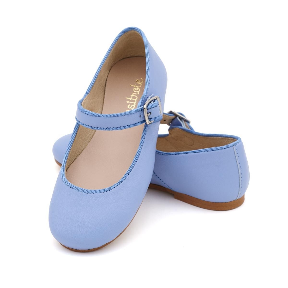 Merceditas Niña Piel Azul Lavanda