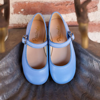 Merceditas Niña Piel Azul Lavanda