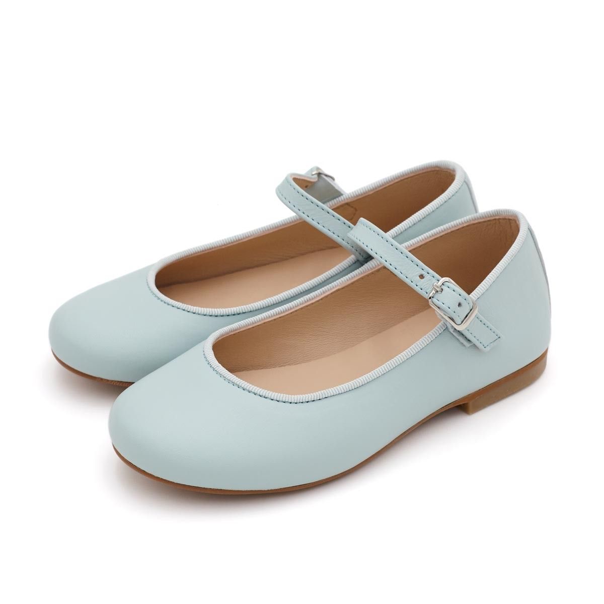 Merceditas Niña Piel Azul Verdoso