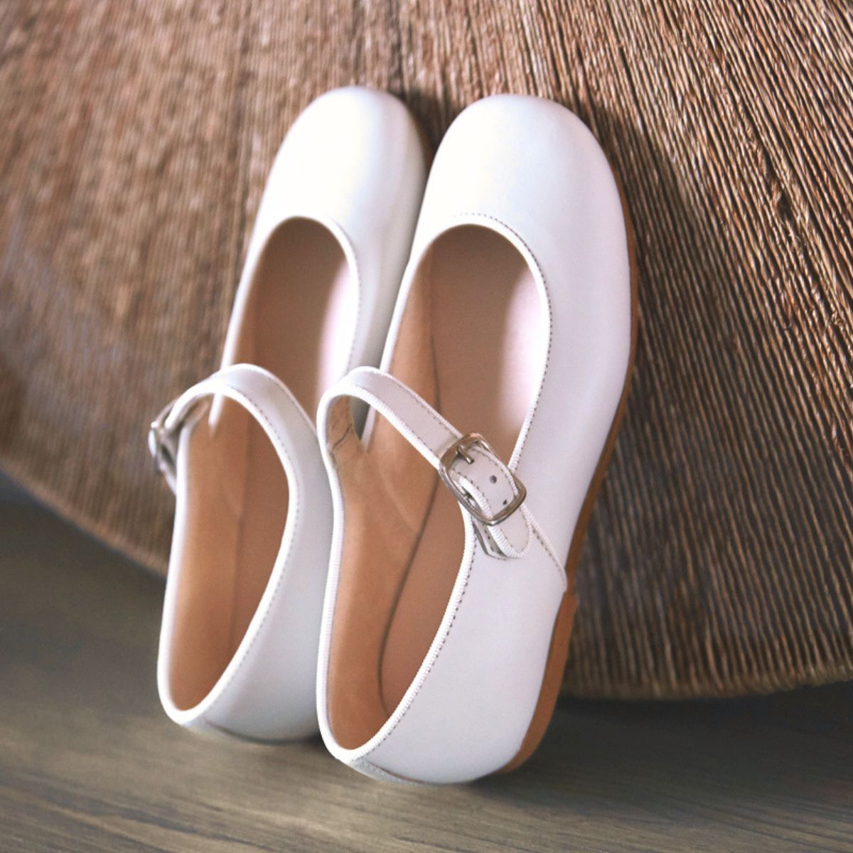 Merceditas Niña Piel Beige Claro