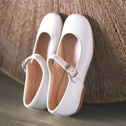 Merceditas Niña Piel Beige Claro