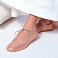 Girl's Rose Gold Leather Mary Janes with Laces