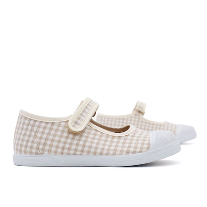 Merceditas Niña Puntera Vichy Beige