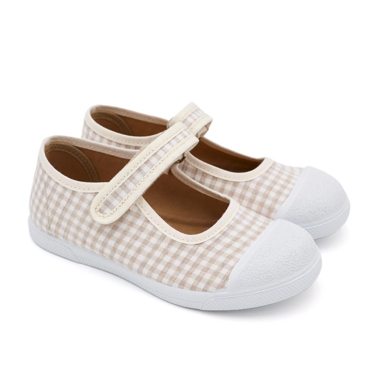 Merceditas Niña Puntera Vichy Beige