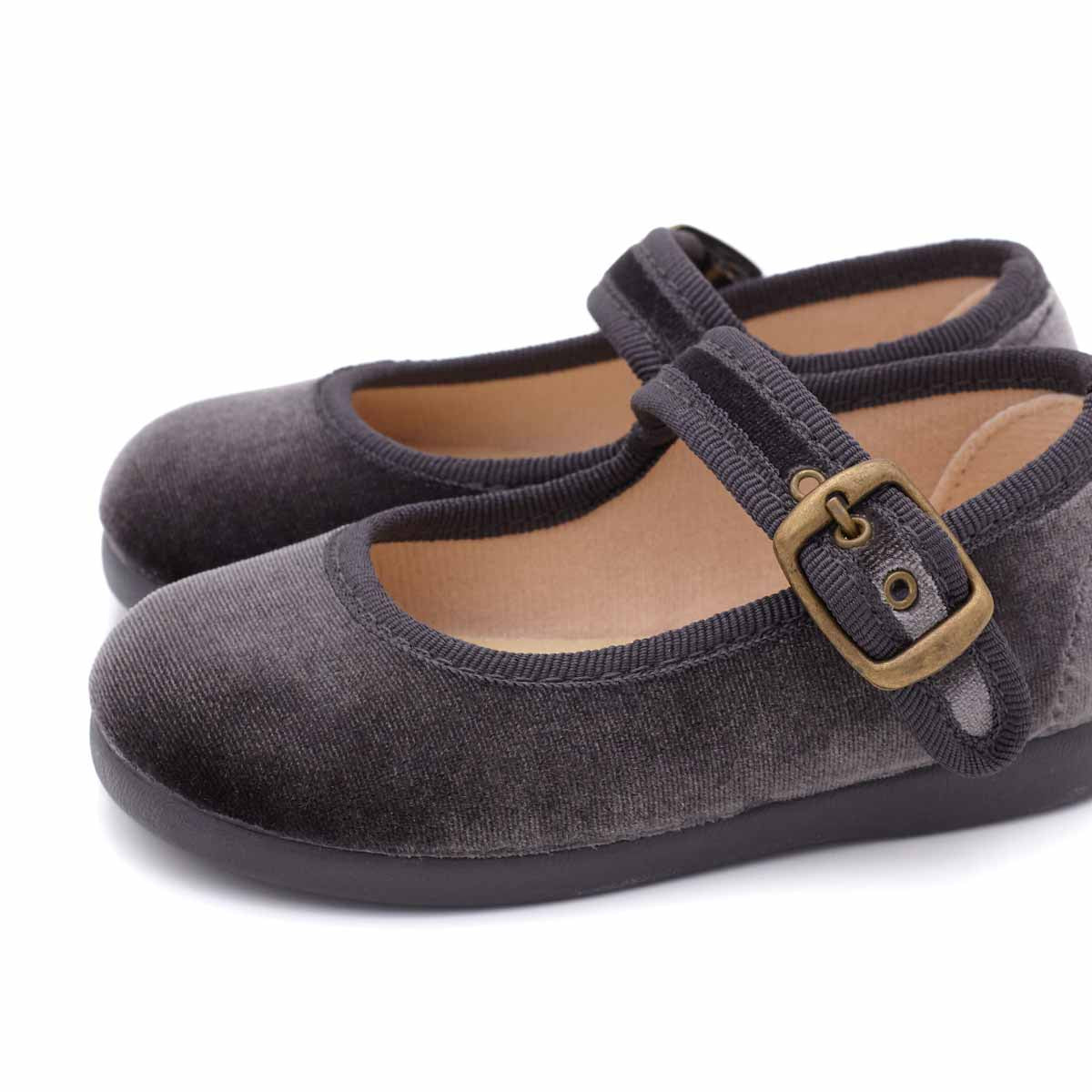 Merceditas Bebé Terciopelo Gris