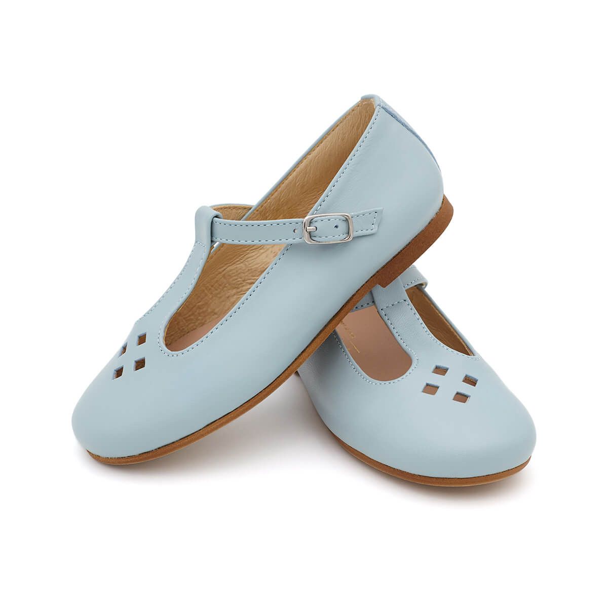 Merceditas Piel Rombos Azul Celeste