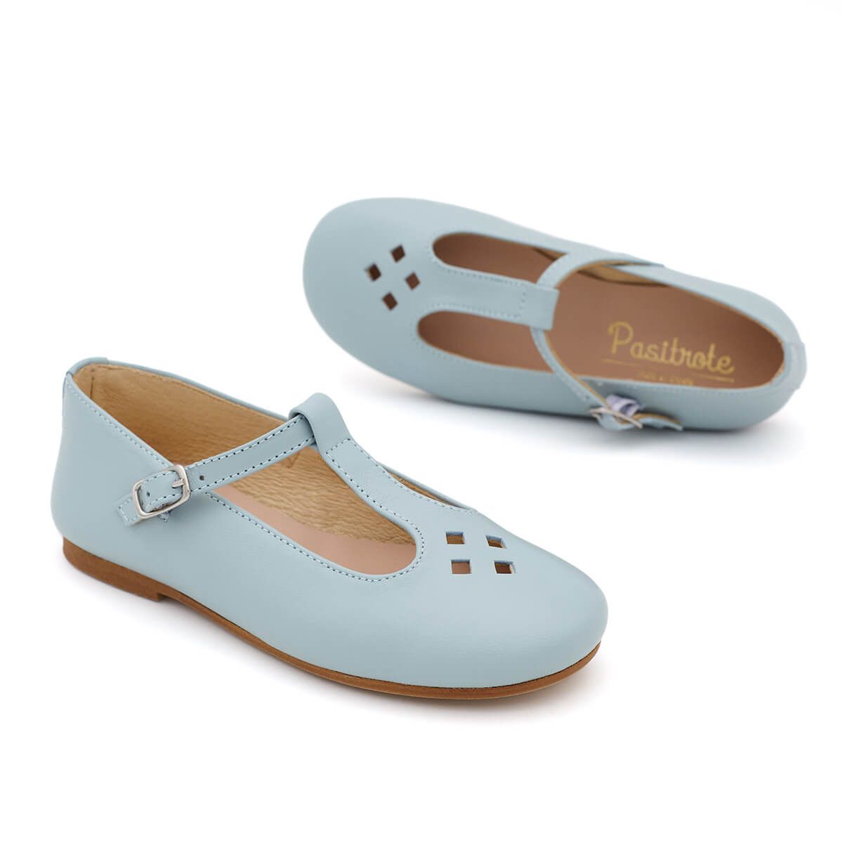 Merceditas Piel Rombos Azul Celeste