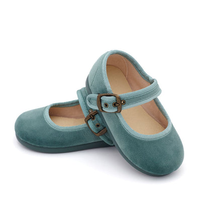 Merceditas Bebé Terciopelo Verde Agua