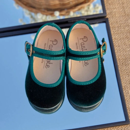 Merceditas Bebé Terciopelo Verde