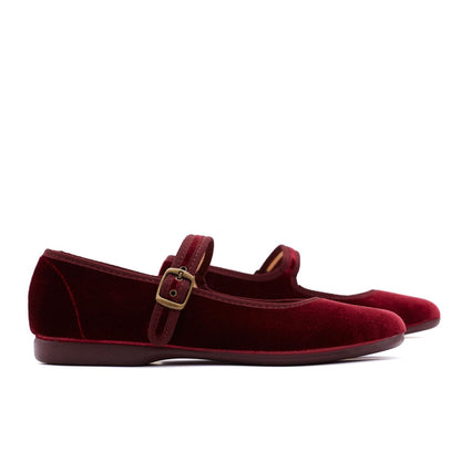 Merceditas Mujer Terciopelo Burdeos