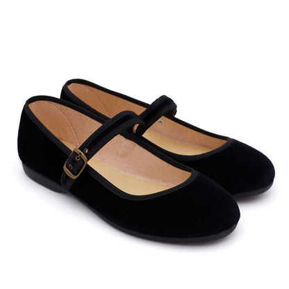 Merceditas Mujer Terciopelo Negro