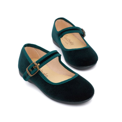 Merceditas Niña Terciopelo Verde
