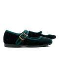 Green Velvet Mary Janes for Girls