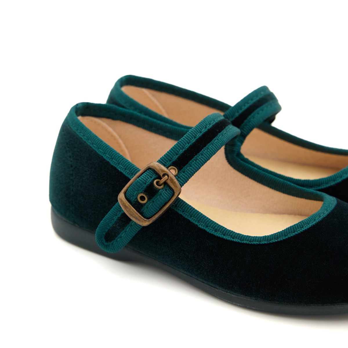 Merceditas Niña Terciopelo Verde